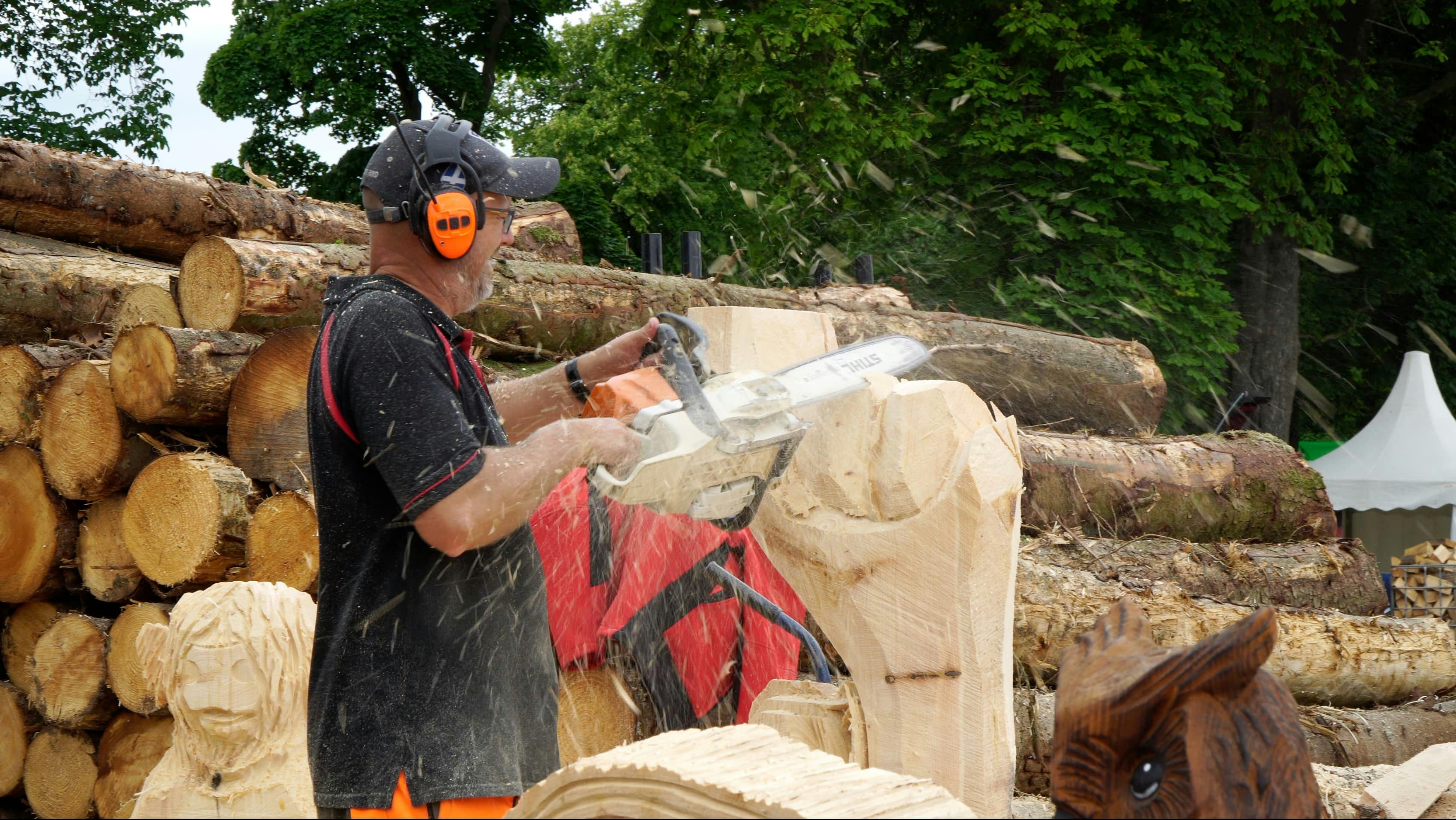 Forestry Arena man using chainsaw