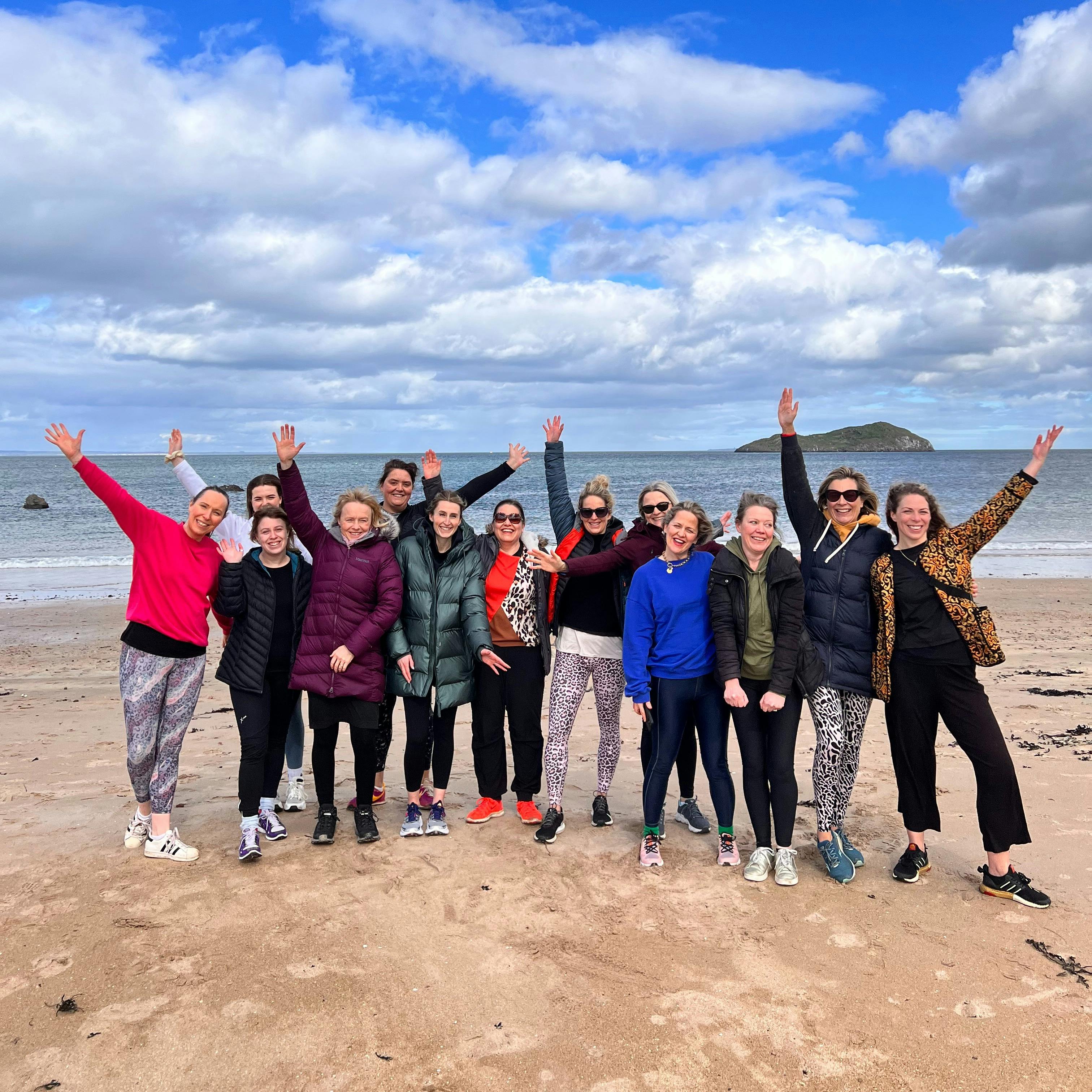 Happy women at the beach